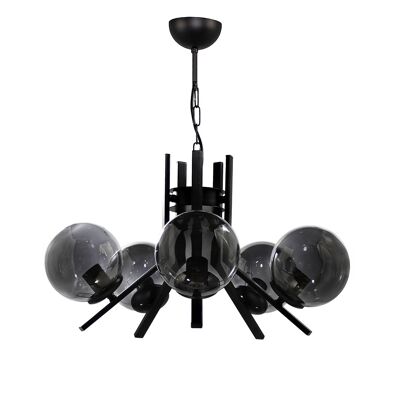 Ceiling light Elegance 5-bulb round black-grey glass