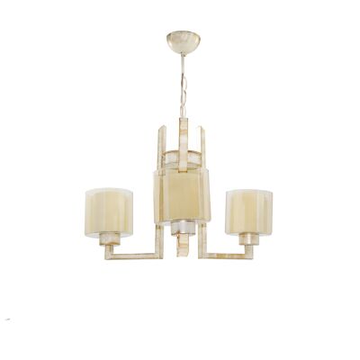 Ceiling lamp Eiffel 3-flames double glazing beige