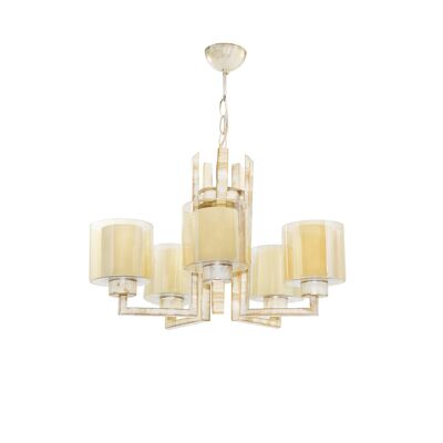 Eiffel ceiling light with 5 lights, double glazing, beige