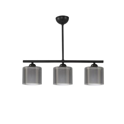 Ceiling light Linear 3-flames double glazing black-grey