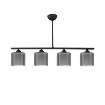 Ceiling light Linear 4-flames double glazing black-grey