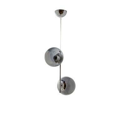 Ceiling light Stick 2-flames round glass chrome-grey