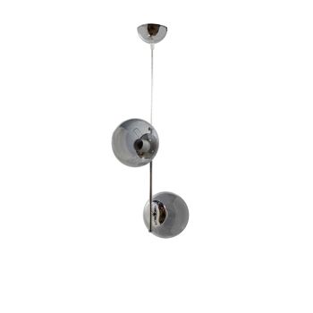 Plafonnier Stick 2-flammes rond verre gris chrome 1