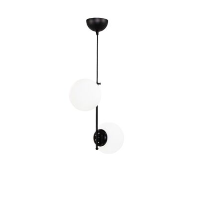 Ceiling light Stick 2-flame round glass black and white