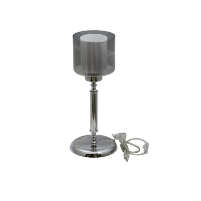 Lámpara de mesa London doble acristalamiento cromo-gris