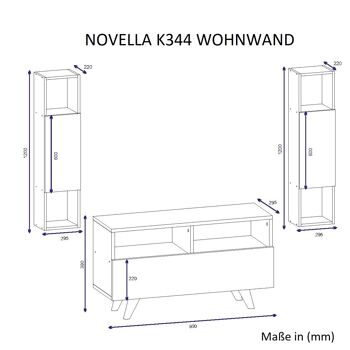 Unité murale Novella K344 Noyer blanc 3