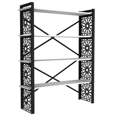 Bookcase Sultan with metal feet laser cut White