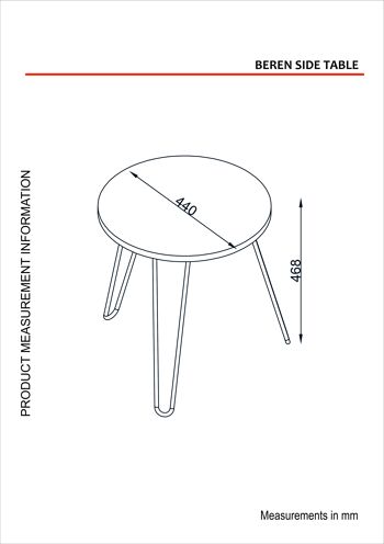 Table d'appoint Beren avec pieds en métal noyer 5