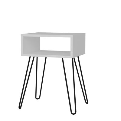 Table d'appoint Tuana avec pieds en métal blanc