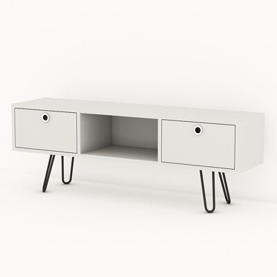 Mueble TV Moda con pies de metal blanco