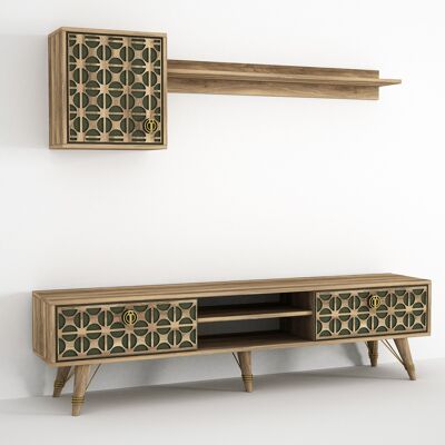 Wall unit Valente walnut dark green