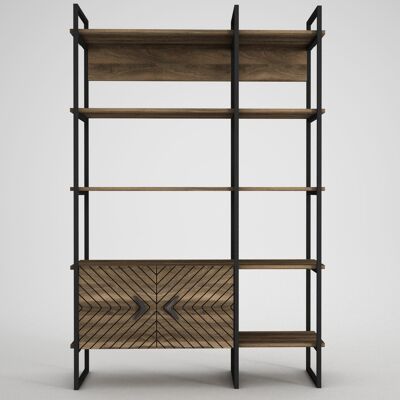 Bookcase Santana with metal feet and frame in walnut