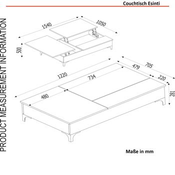 Table basse Esinti avec pieds en métal noyer 5