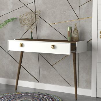 Table console Nadya noyer blanc 3