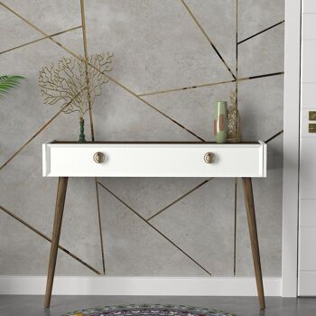 Table console Nadya noyer blanc 4