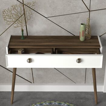 Table console Nadya noyer blanc 5