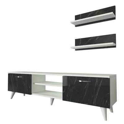 Wall unit Geacles white dark gray (marble look)