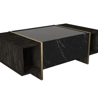 Mesa de centro Veyron Rebab marrón gris oscuro (aspecto de mármol)