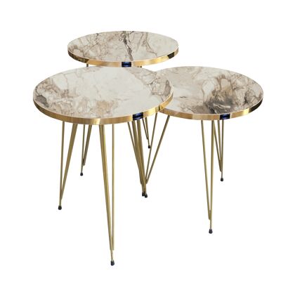 Tavolino set di 3 piedi rotondi in metallo marrone EYGD08