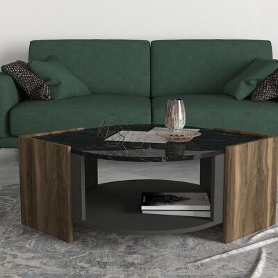 Couchtisch Marbel Walnuss Marmor Optik