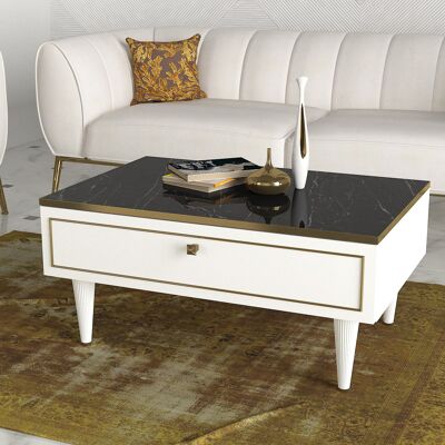 Table basse Ravenne effet marbre blanc