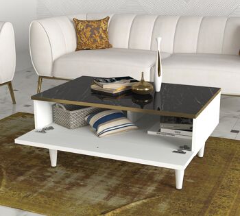 Table basse Ravenne effet marbre blanc 3