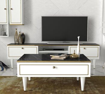 Table basse Ravenne effet marbre blanc 4