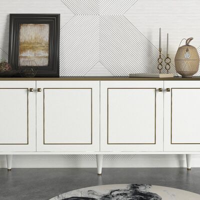 Buffet Ravenne aspect marbre blanc