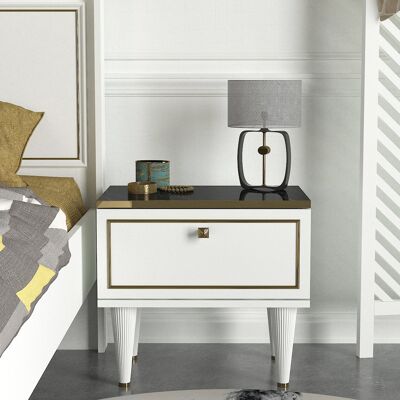 Bedside table Ravenna white marble effect