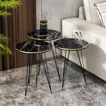 Table d'appoint set de 3 aspect marbre noir 21246122 2