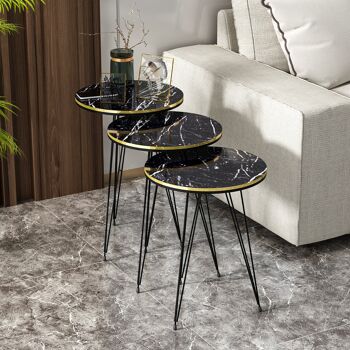 Table d'appoint set de 3 aspect marbre noir 21246122 3