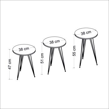 Set de 3 Tables d'Appoint Effet Marbre Noir 21286139 5