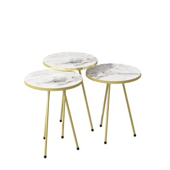 Set de 3 Tables d'Appoint Effet Marbre Blanc 21766238 1