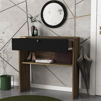 Table console avec miroir Luis noyer noir 4