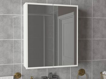 Meuble de salle de bain meuble mural avec miroir Kayla Blanc 3