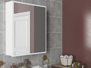 Meuble de salle de bain meuble mural avec miroir Kayla Blanc 4