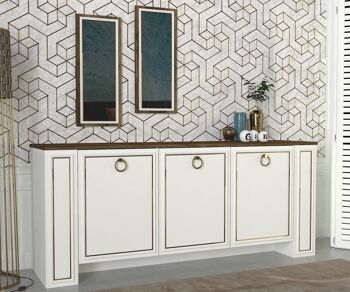 Buffet Sansa avec set de 2 miroirs noyer blanc 3