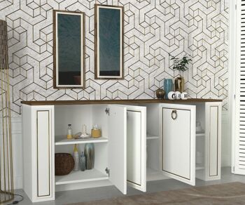 Buffet Sansa avec set de 2 miroirs noyer blanc 4