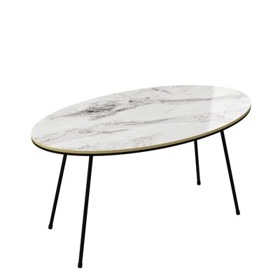 Coffee table Marble Effect Oval White 20906955