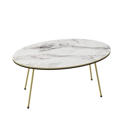 Table basse effet marbre ovale blanc 20656962