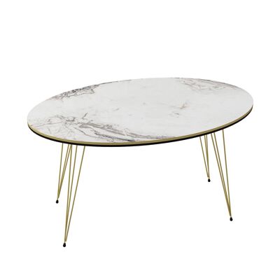 Coffee table Marble Effect Oval White 21587006