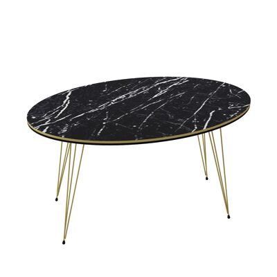 Coffee table Marble Effect Oval Black 21597013