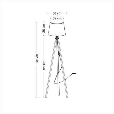 Lampadaire tripode noyer beige