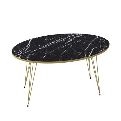 Coffee table Marble Effect Oval Black 20307853