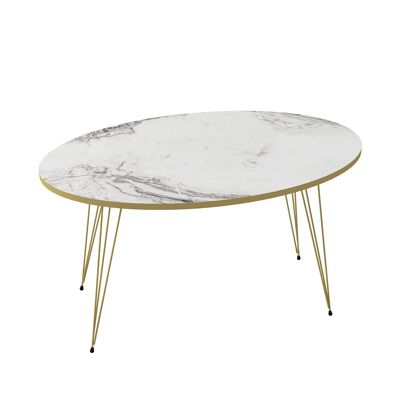 Coffee table Marble Effect Oval White 20317877