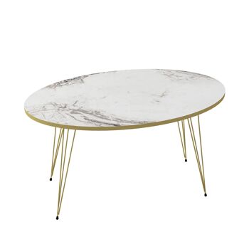 Table basse effet marbre ovale blanc 20317877 1