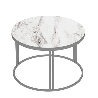 Coffee table Silver Marble Effect Metal Feet White Round 90278249