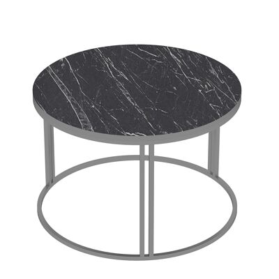 Couchtisch Silber Metallfüße in Marmoroptik Schwarz Rund 90268256