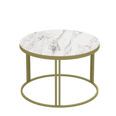 Coffee table Gold Marble Effect Metal Feet White Round 90258263