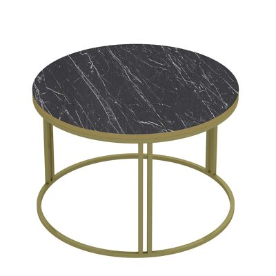 Coffee table Gold Marble Effect Metal Feet Black Round 90248270